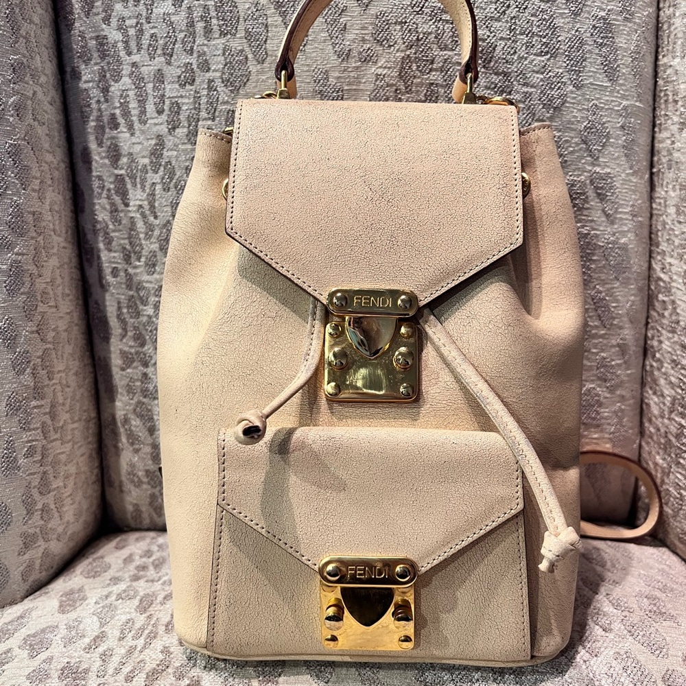 Sold! Fendi BackPack Bag Beige Leather